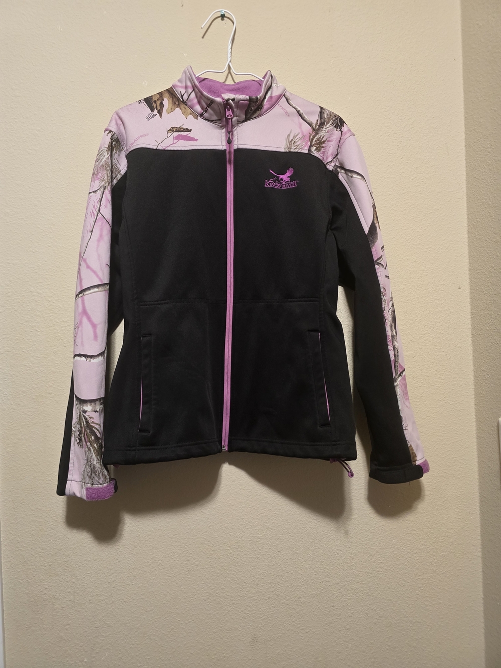 Kids Black & Pink Realtree-Inspired Full-Zip Swim Jacket
